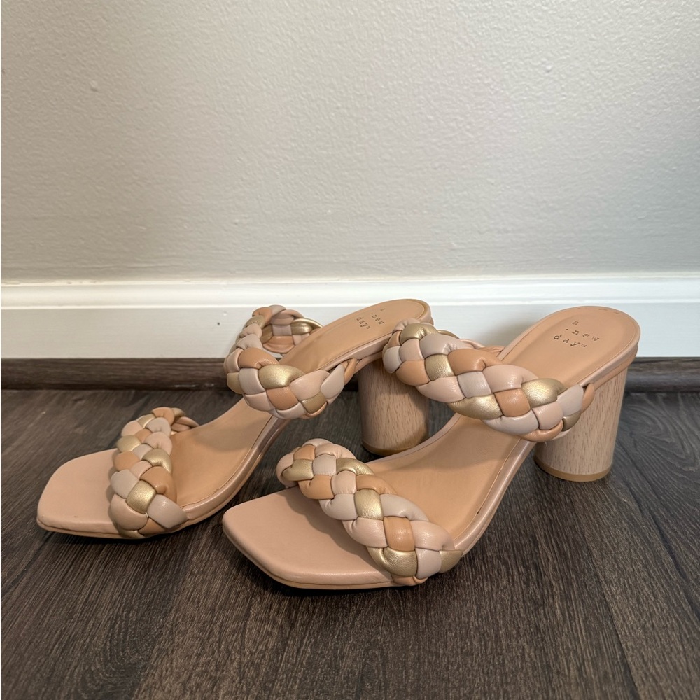 Target Braided Strap Heels - Cream and Gold